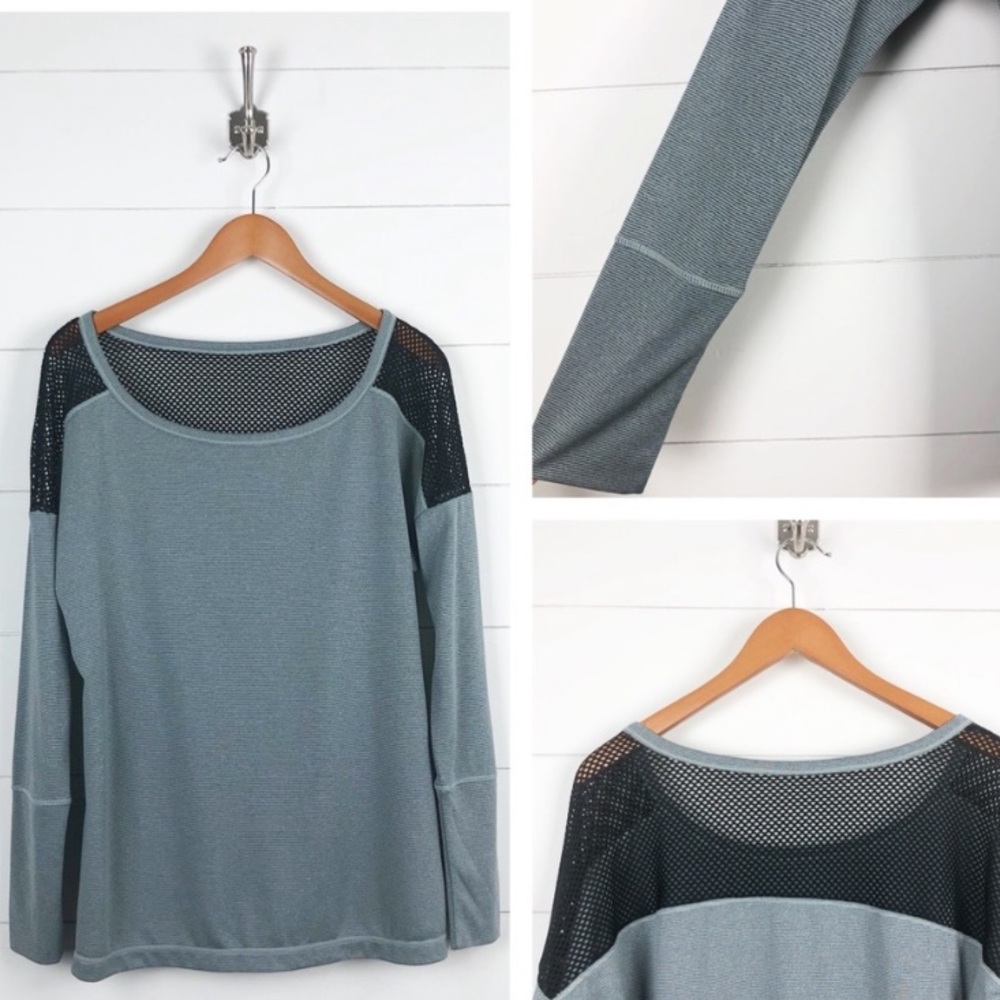 Zella Women’s Gray and Black Striped Long Sleeve